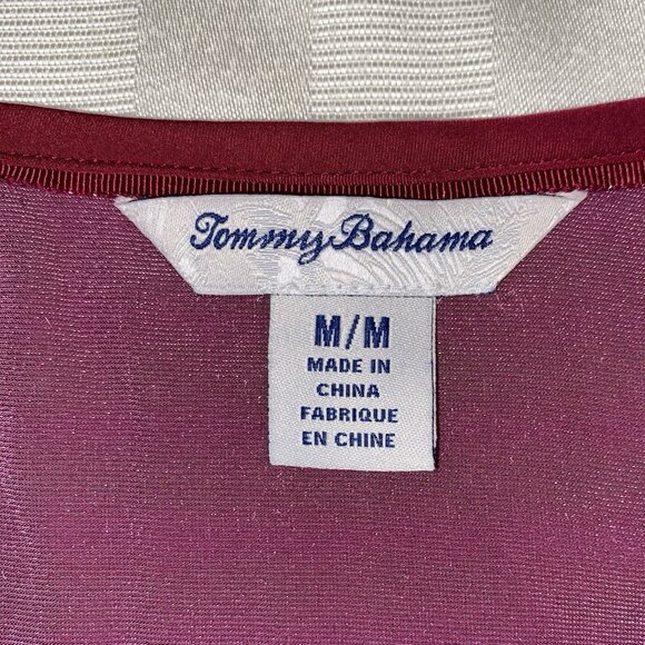 Tommy Bahama SILK Velvet Sands Sz M Tie Neck Pullover Blouse Fuchsia - Picture 3 of 16